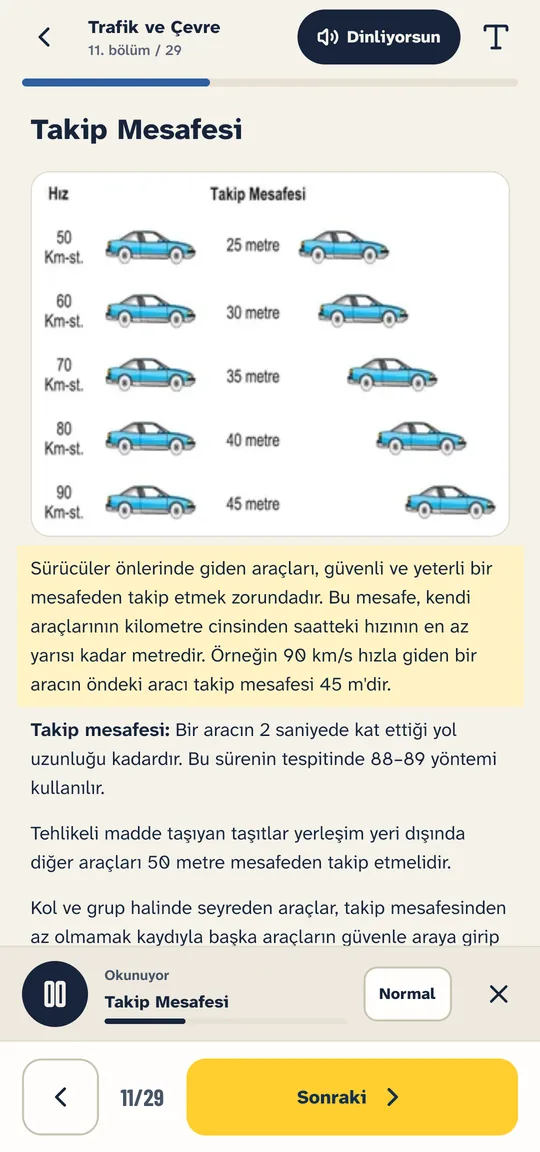 Konu anlatımı sesli okunurken: okunan paragraf işaretli